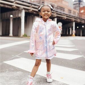 Lola+The Boys Size 8 Sparkly Pink, Purple, and Silver Kids' Jacket.